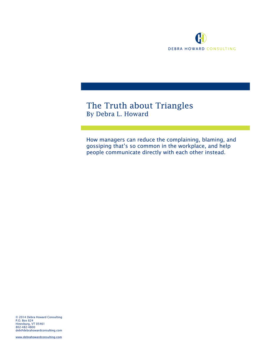 Debra Howard Consulting Article Preview: Learning about Triangles Using Bowen Family Systems Theory